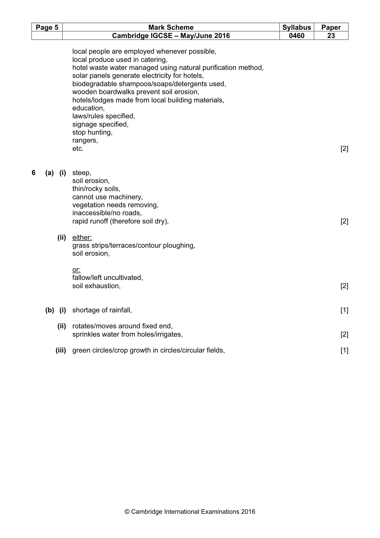 Mark scheme, page 5 of 5