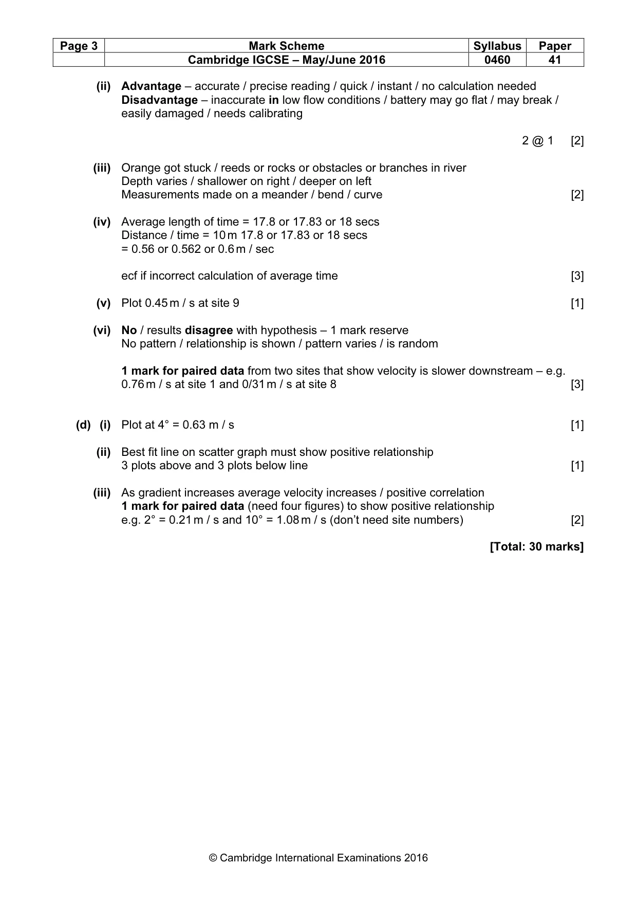Mark scheme, page 3 of 5
