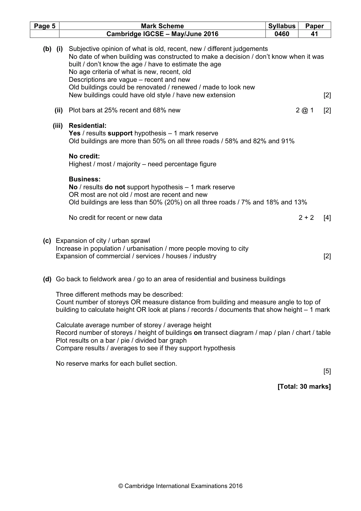 Mark scheme, page 5 of 5