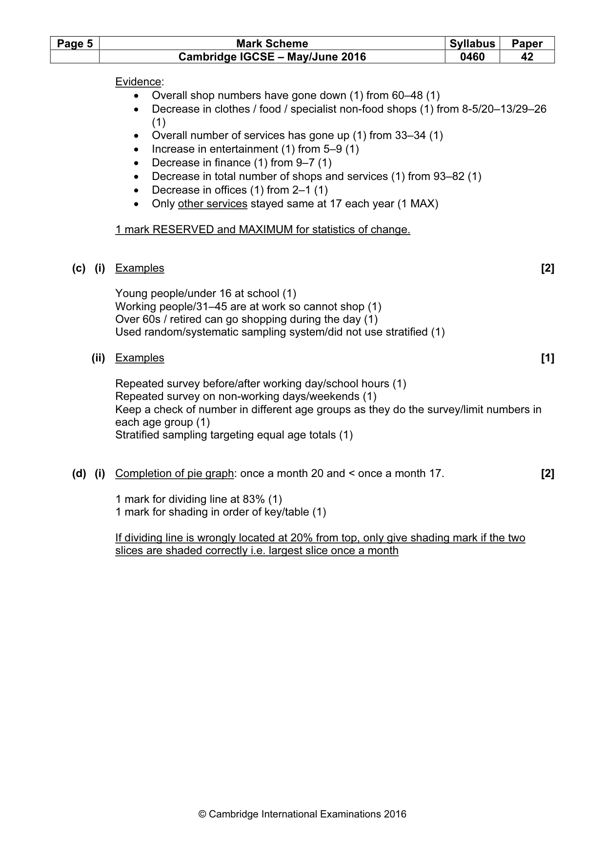 Mark scheme, page 5 of 6