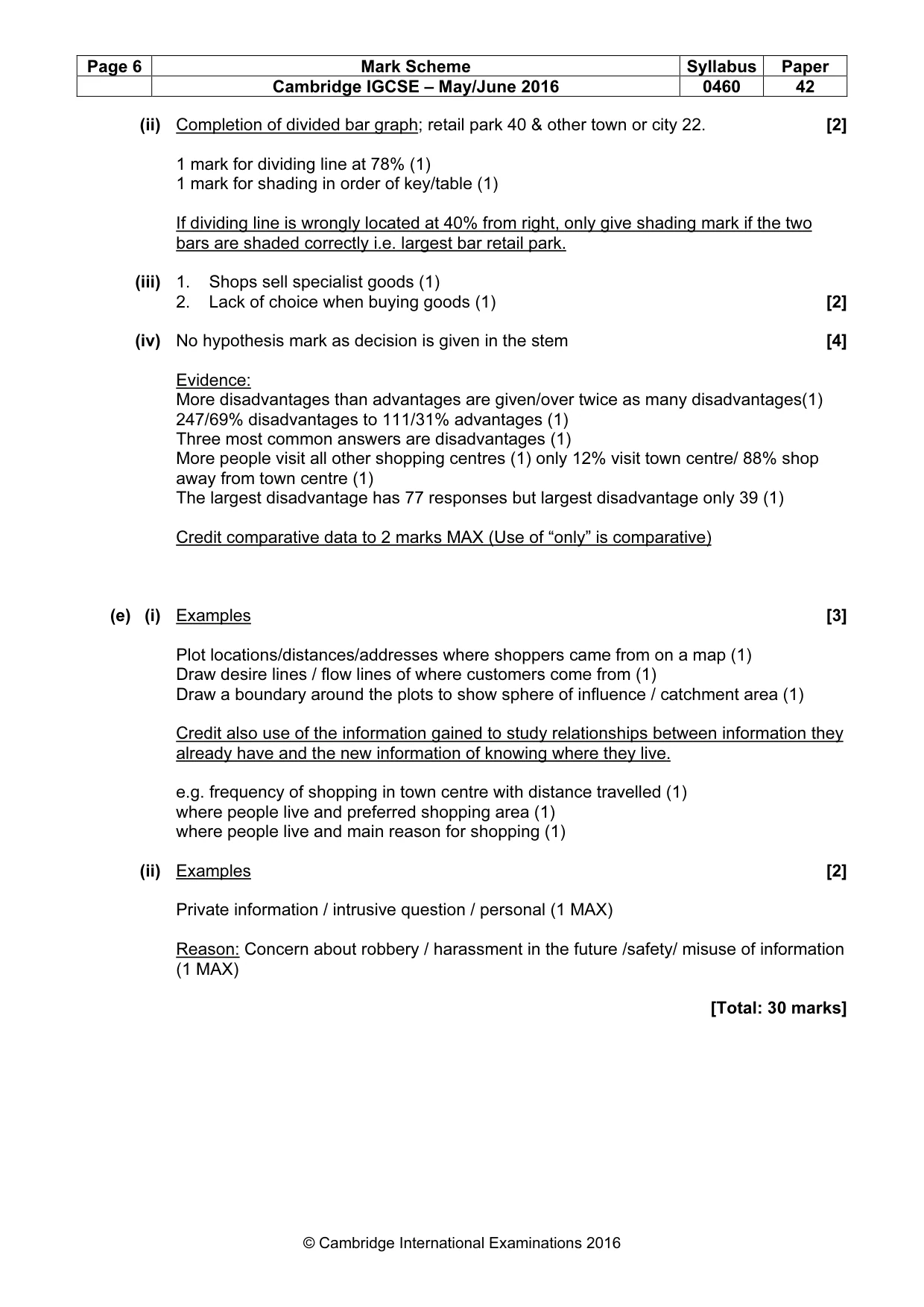 Mark scheme, page 6 of 6