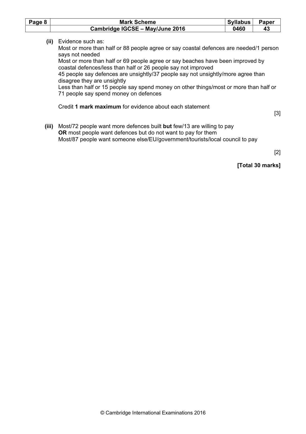 Mark scheme, page 8 of 8