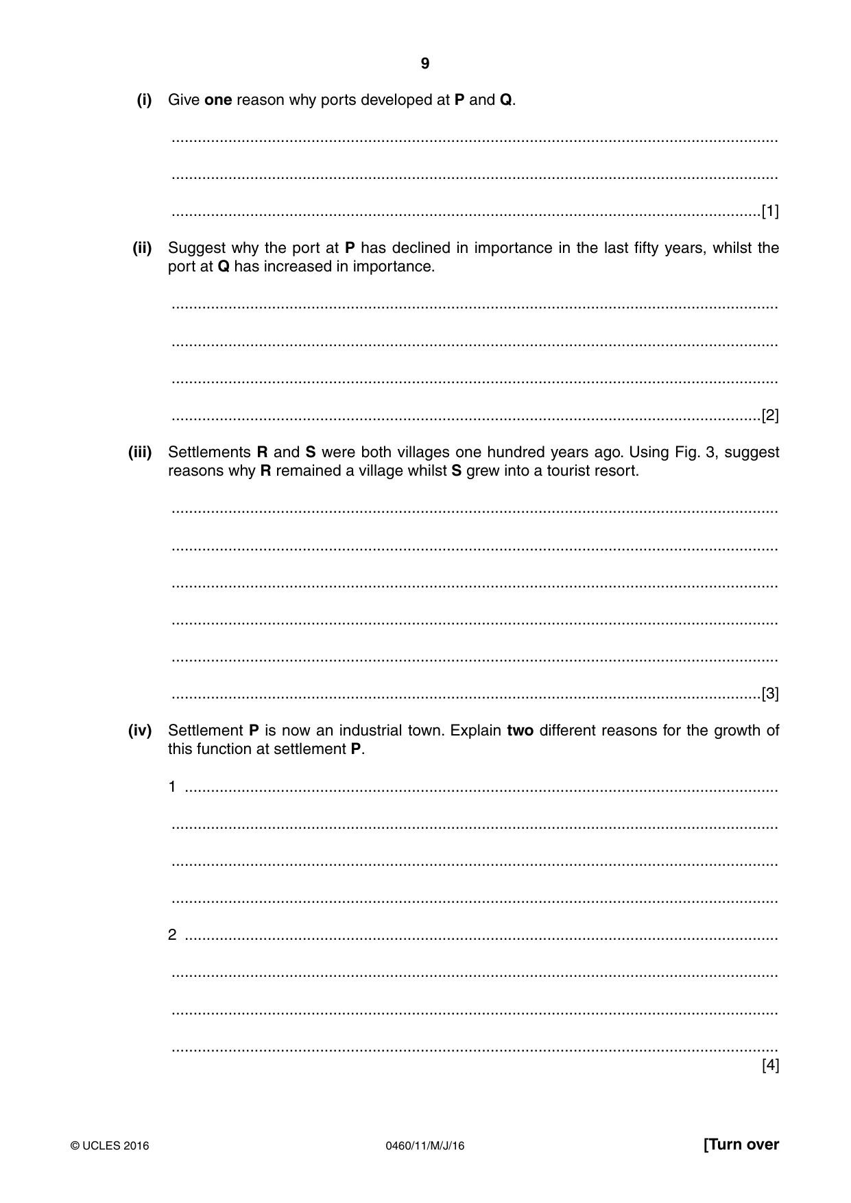 Cambridge IGCSE Geography 0460 2016 May/June Paper 1 · Variant 1 question paper, page 9 of 36