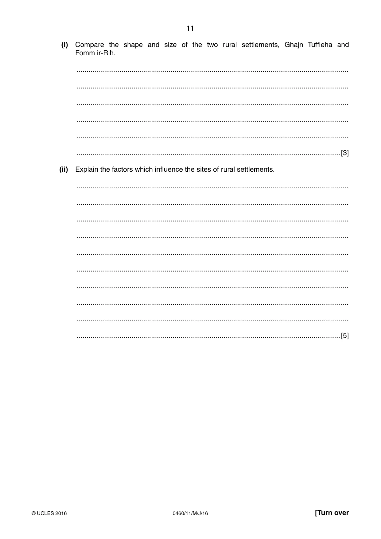 Cambridge IGCSE Geography 0460 2016 May/June Paper 1 · Variant 1 question paper, page 11 of 36