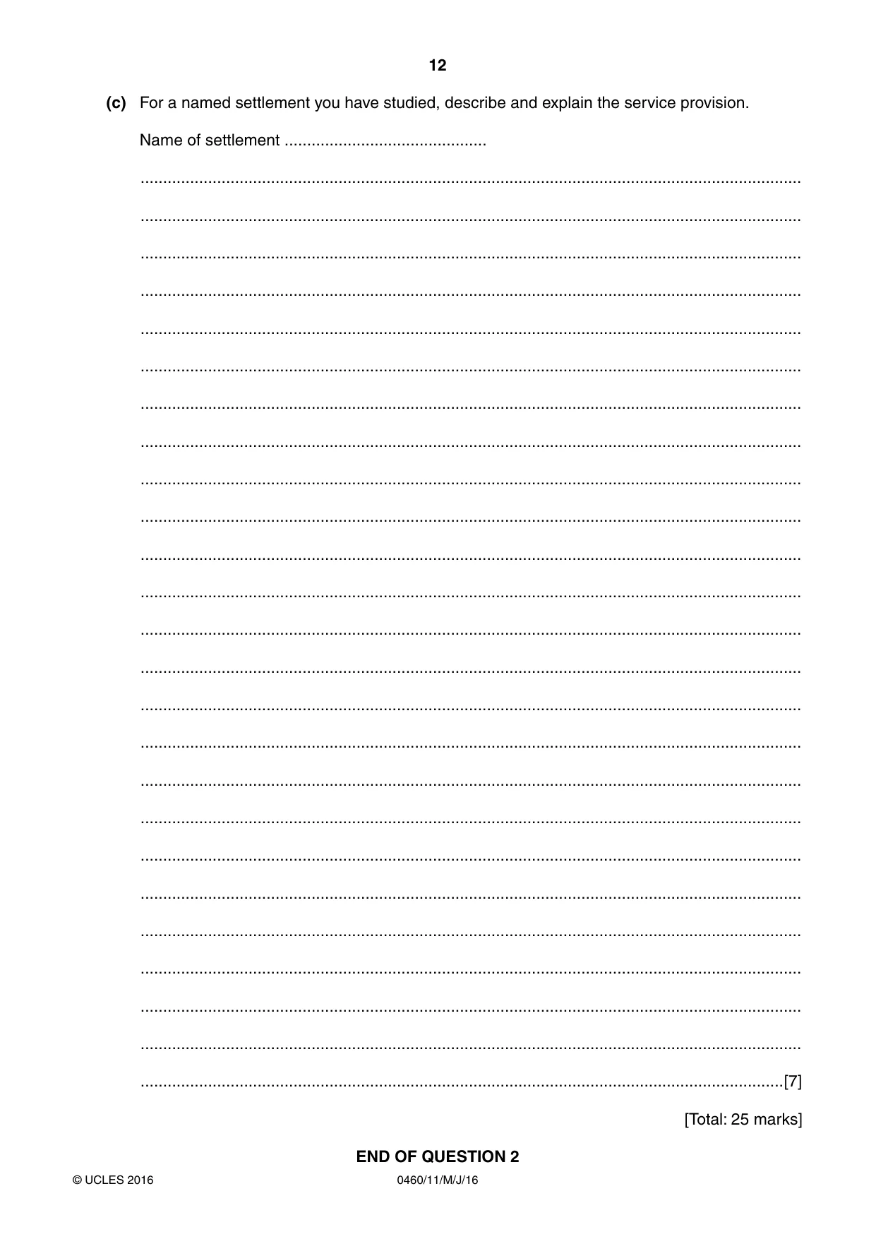 Cambridge IGCSE Geography 0460 2016 May/June Paper 1 · Variant 1 question paper, page 12 of 36