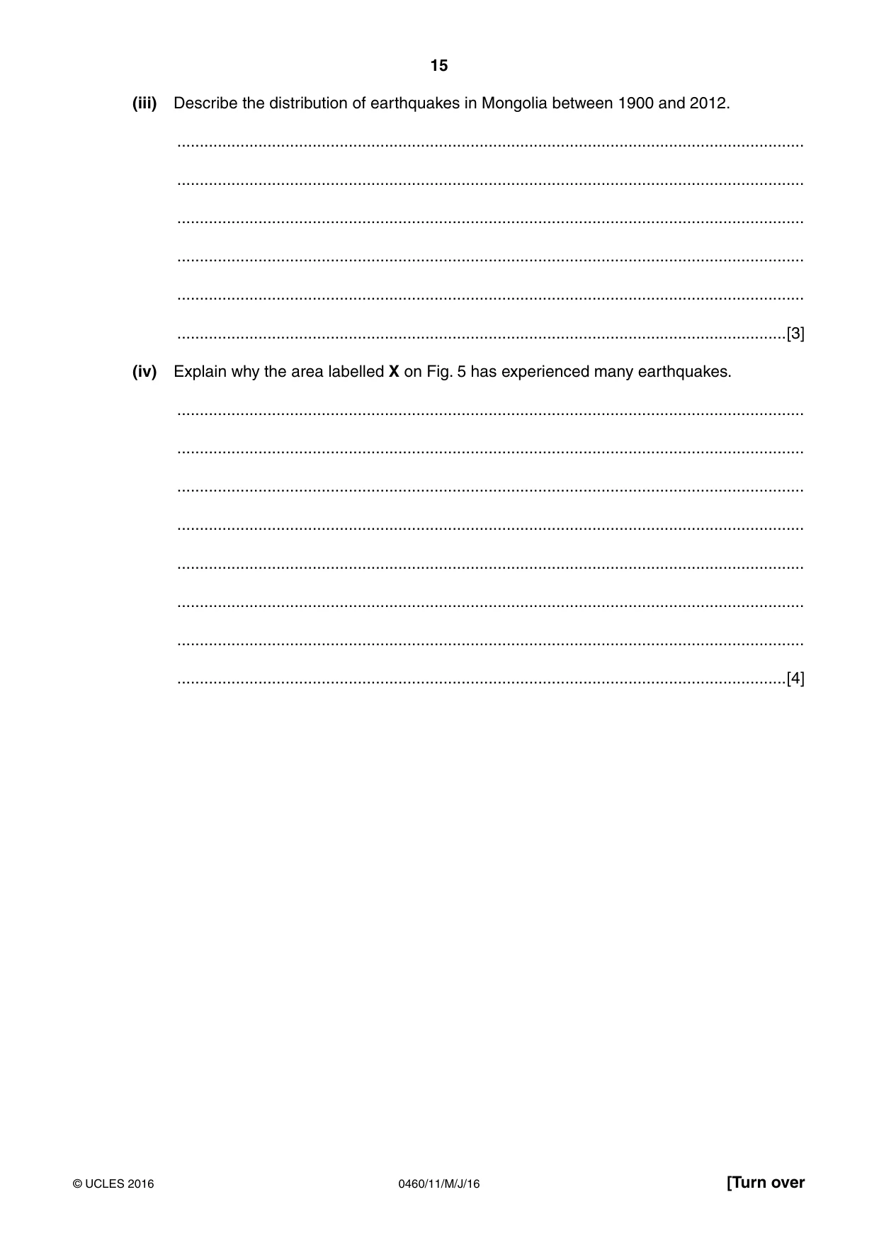 Cambridge IGCSE Geography 0460 2016 May/June Paper 1 · Variant 1 question paper, page 15 of 36