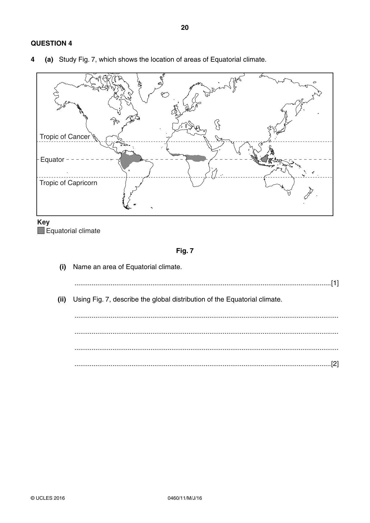 Cambridge IGCSE Geography 0460 2016 May/June Paper 1 · Variant 1 question paper, page 20 of 36