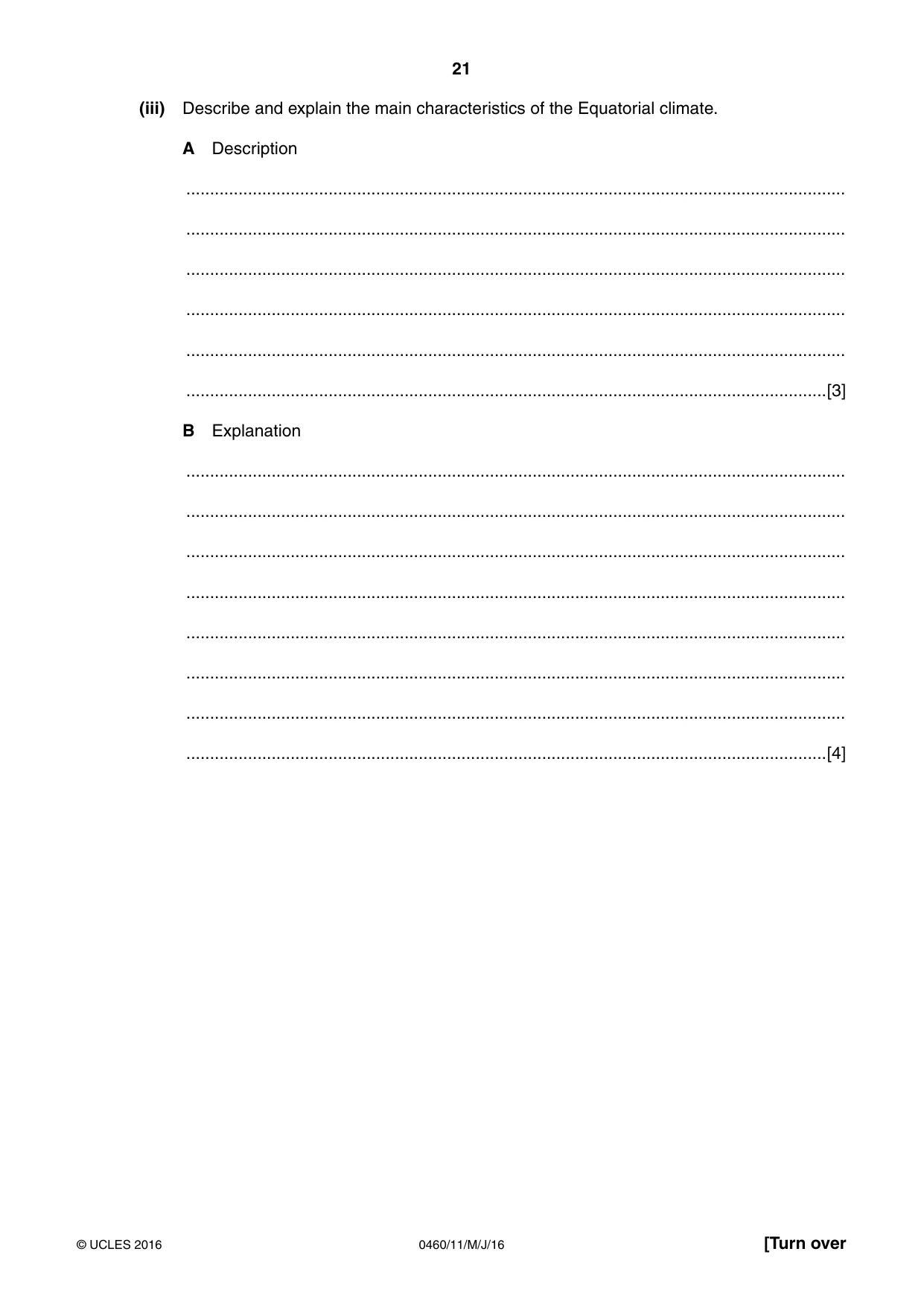 Cambridge IGCSE Geography 0460 2016 May/June Paper 1 · Variant 1 question paper, page 21 of 36