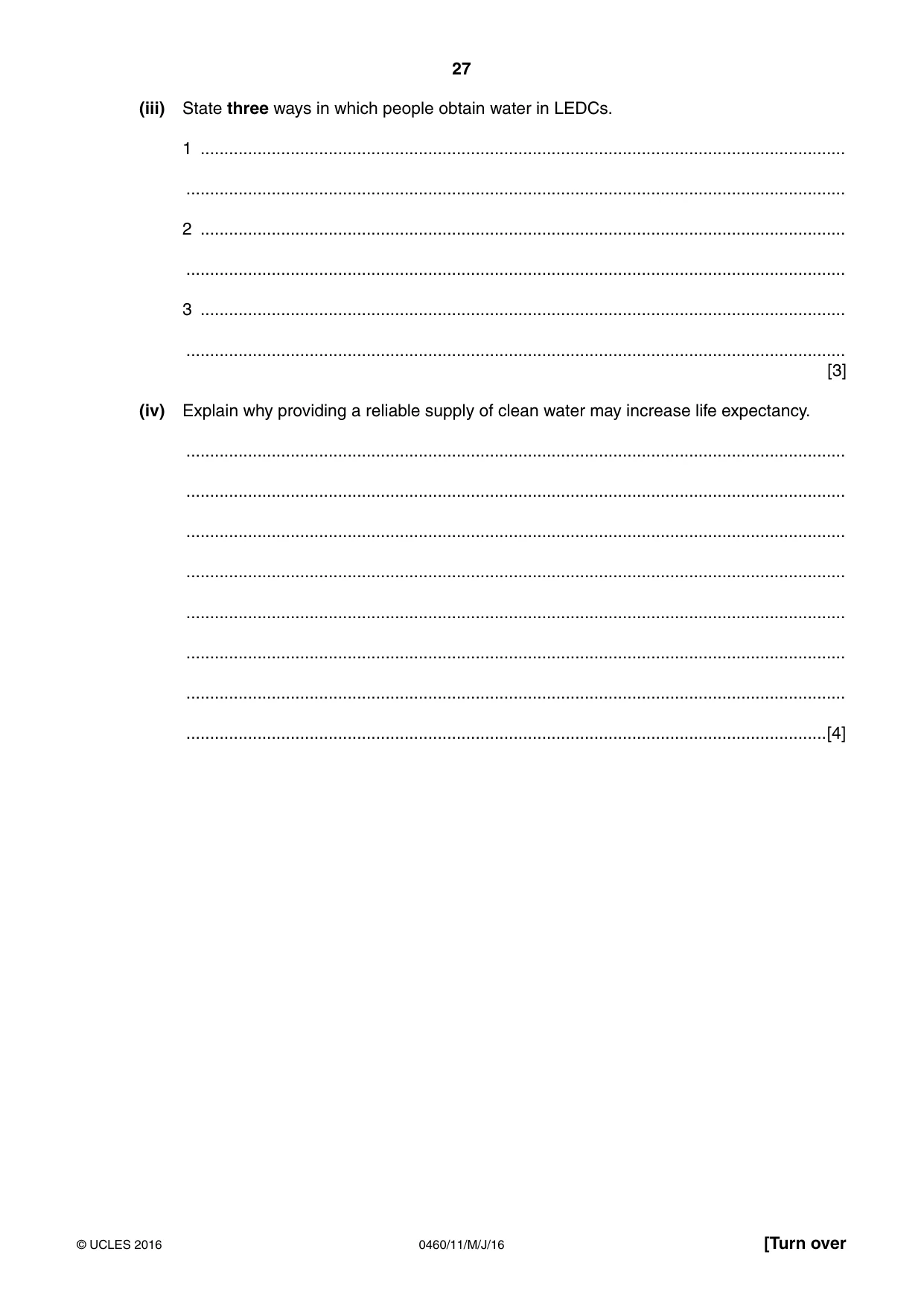 Cambridge IGCSE Geography 0460 2016 May/June Paper 1 · Variant 1 question paper, page 27 of 36