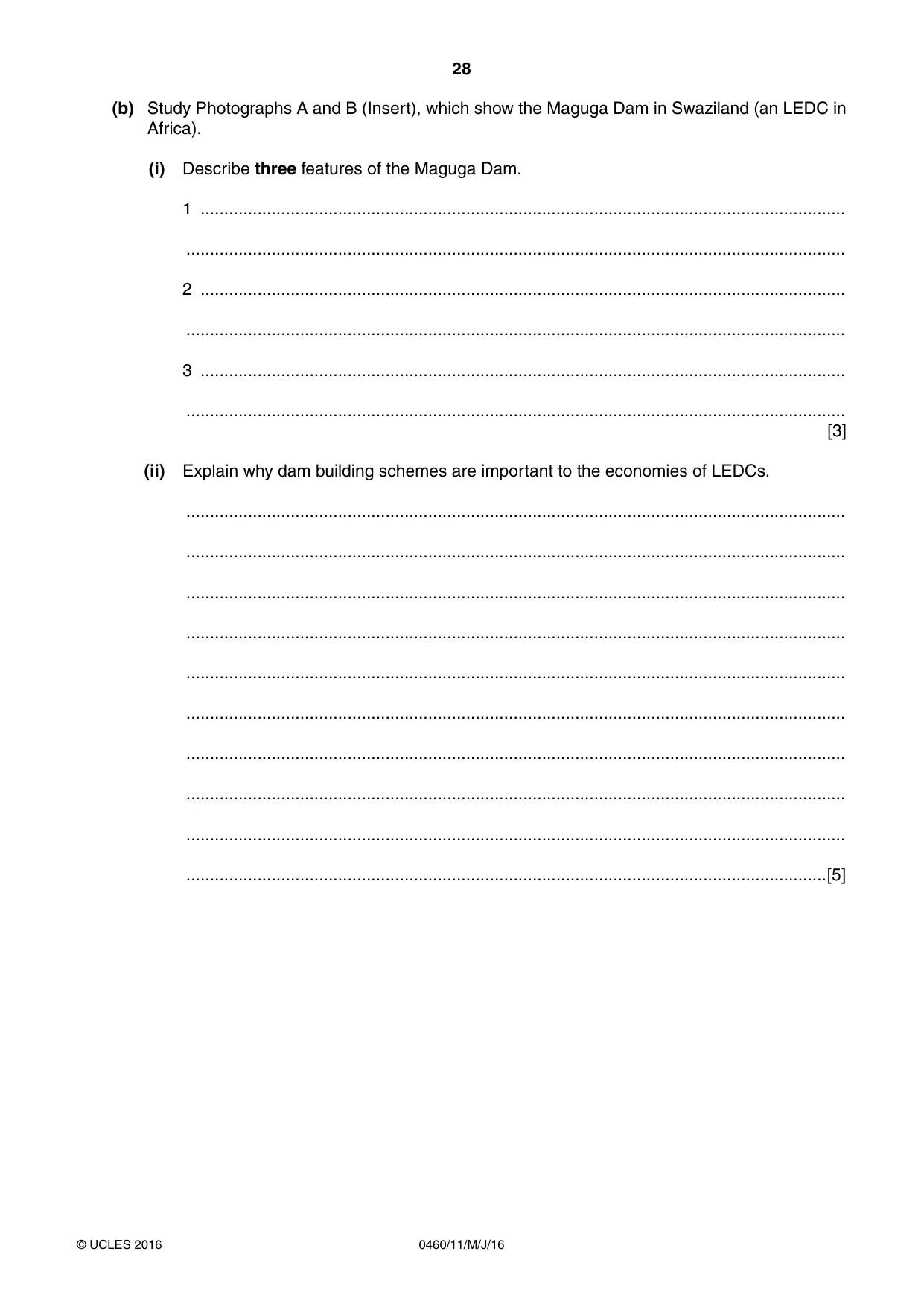 Cambridge IGCSE Geography 0460 2016 May/June Paper 1 · Variant 1 question paper, page 28 of 36
