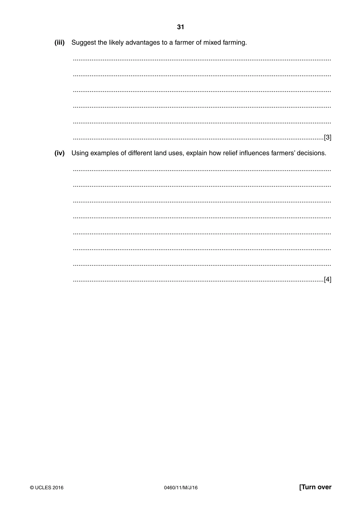 Cambridge IGCSE Geography 0460 2016 May/June Paper 1 · Variant 1 question paper, page 31 of 36