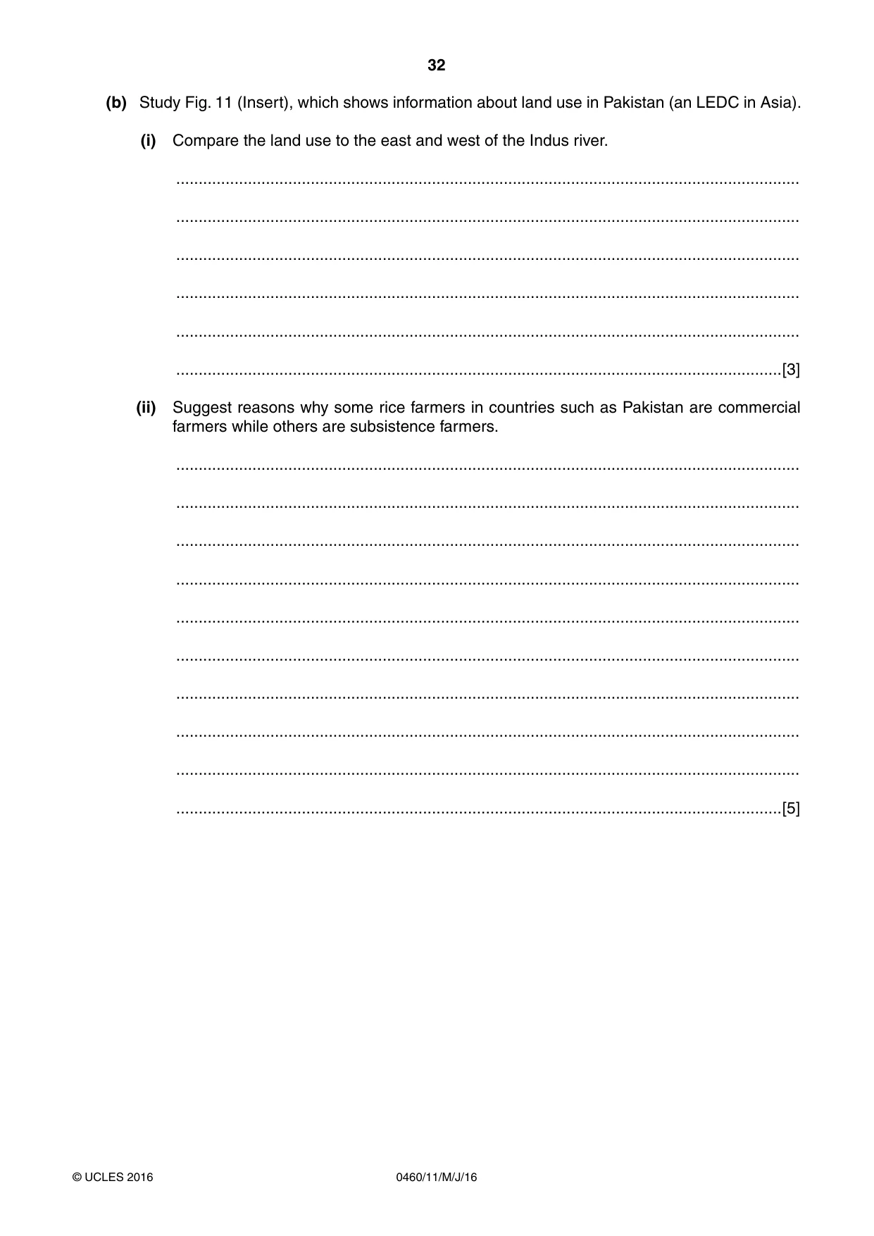 Cambridge IGCSE Geography 0460 2016 May/June Paper 1 · Variant 1 question paper, page 32 of 36