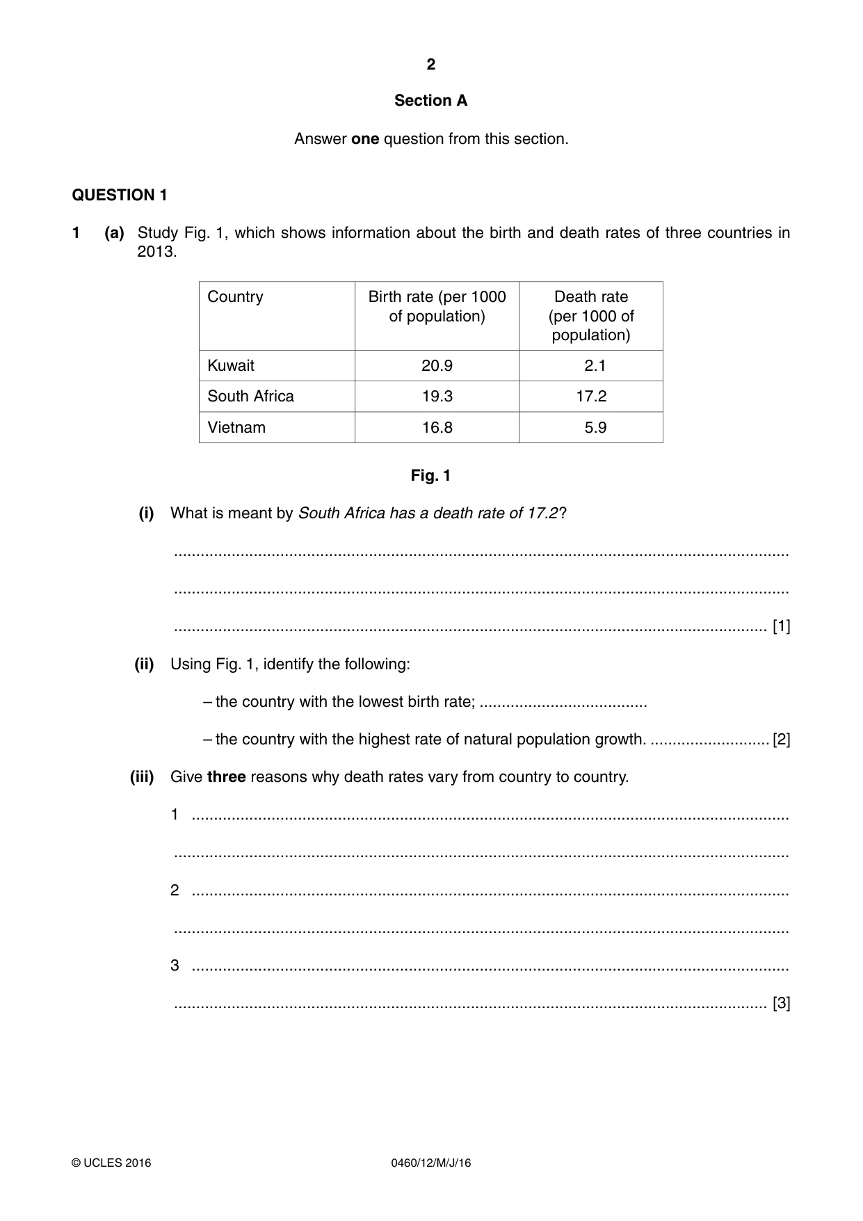 Cambridge IGCSE Geography 0460 2016 May/June Paper 1 · Variant 2 question paper, page 2 of 32