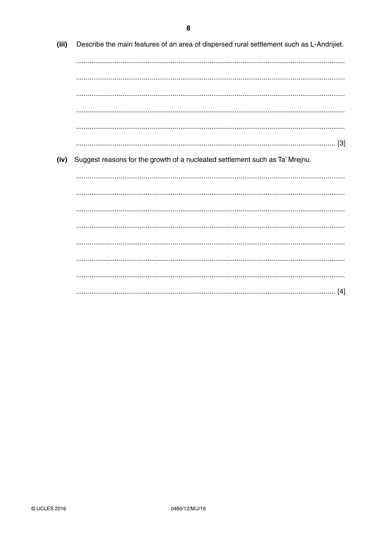 Cambridge IGCSE Geography 0460 2016 May/June Paper 1 · Variant 2 question paper, page 8 of 32