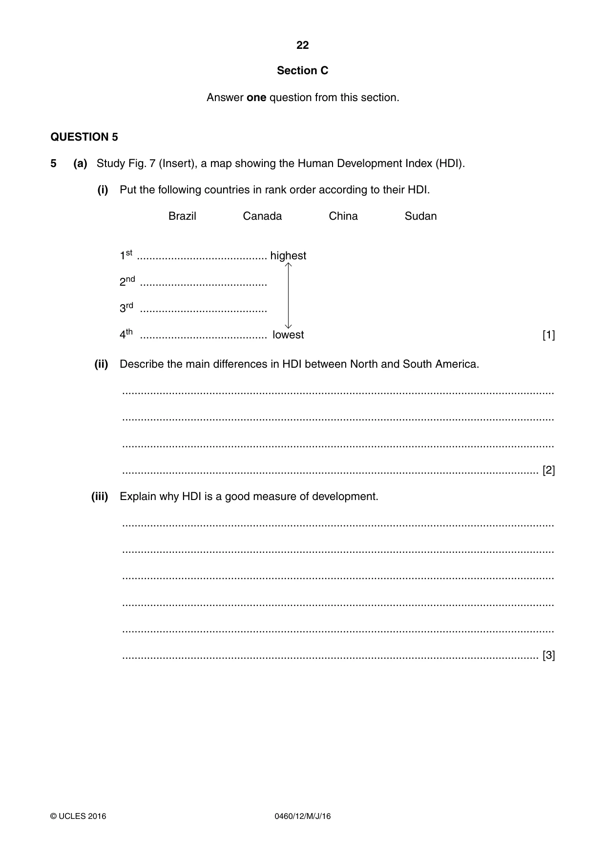 Cambridge IGCSE Geography 0460 2016 May/June Paper 1 · Variant 2 question paper, page 22 of 32