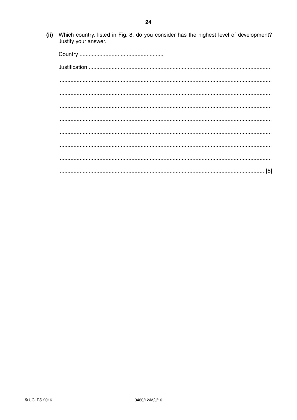 Cambridge IGCSE Geography 0460 2016 May/June Paper 1 · Variant 2 question paper, page 24 of 32