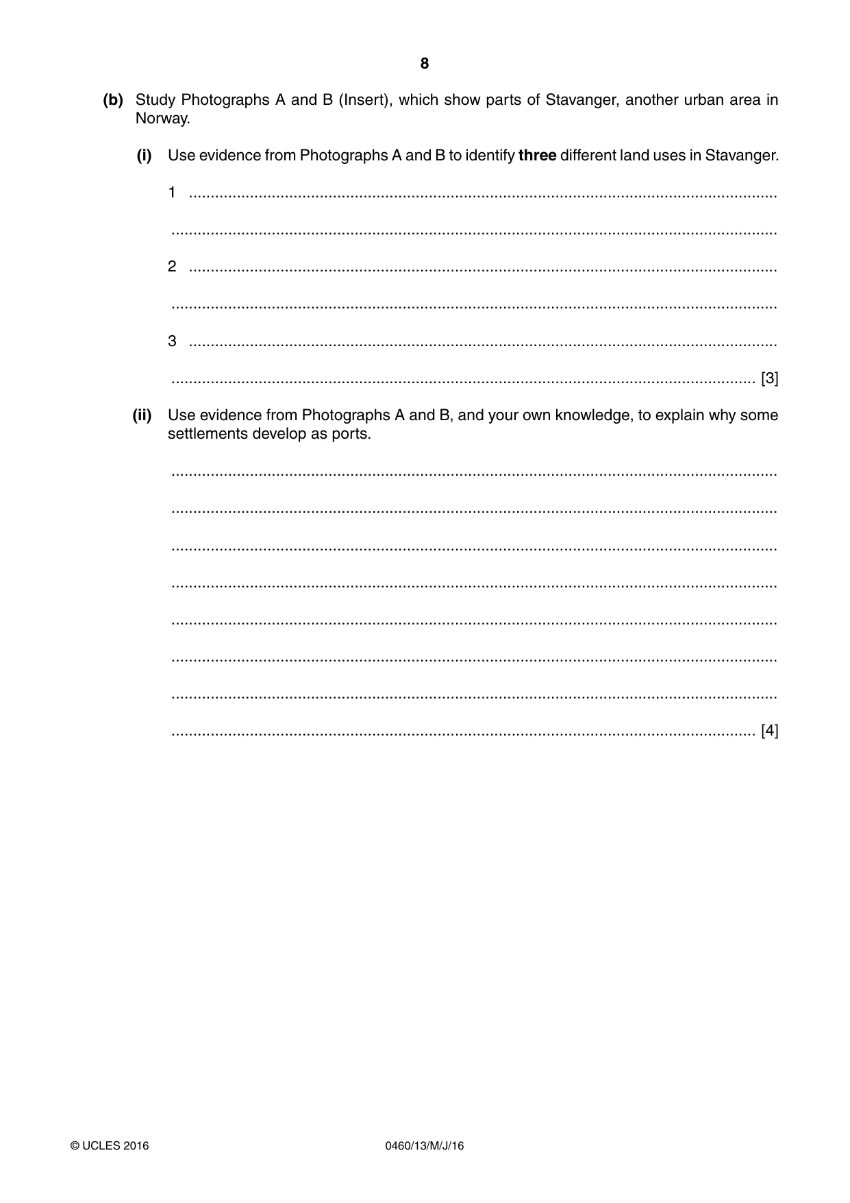 Cambridge IGCSE Geography 0460 2016 May/June Paper 1 · Variant 3 question paper, page 8 of 32