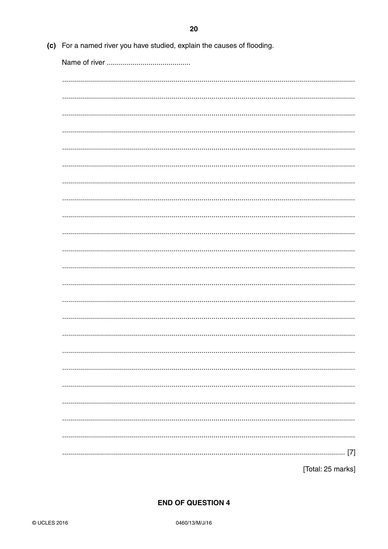 Cambridge IGCSE Geography 0460 2016 May/June Paper 1 · Variant 3 question paper, page 20 of 32