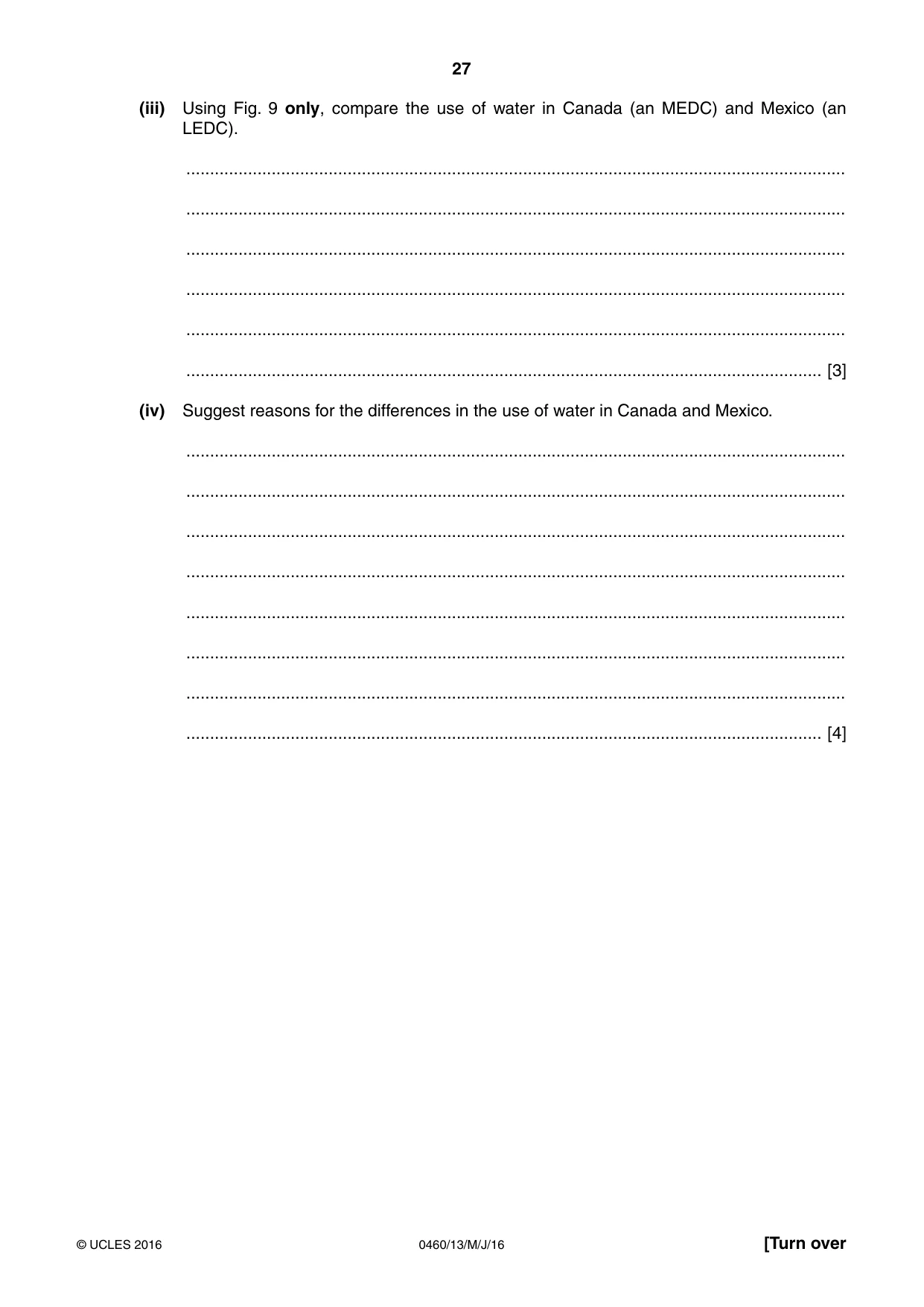 Cambridge IGCSE Geography 0460 2016 May/June Paper 1 · Variant 3 question paper, page 27 of 32