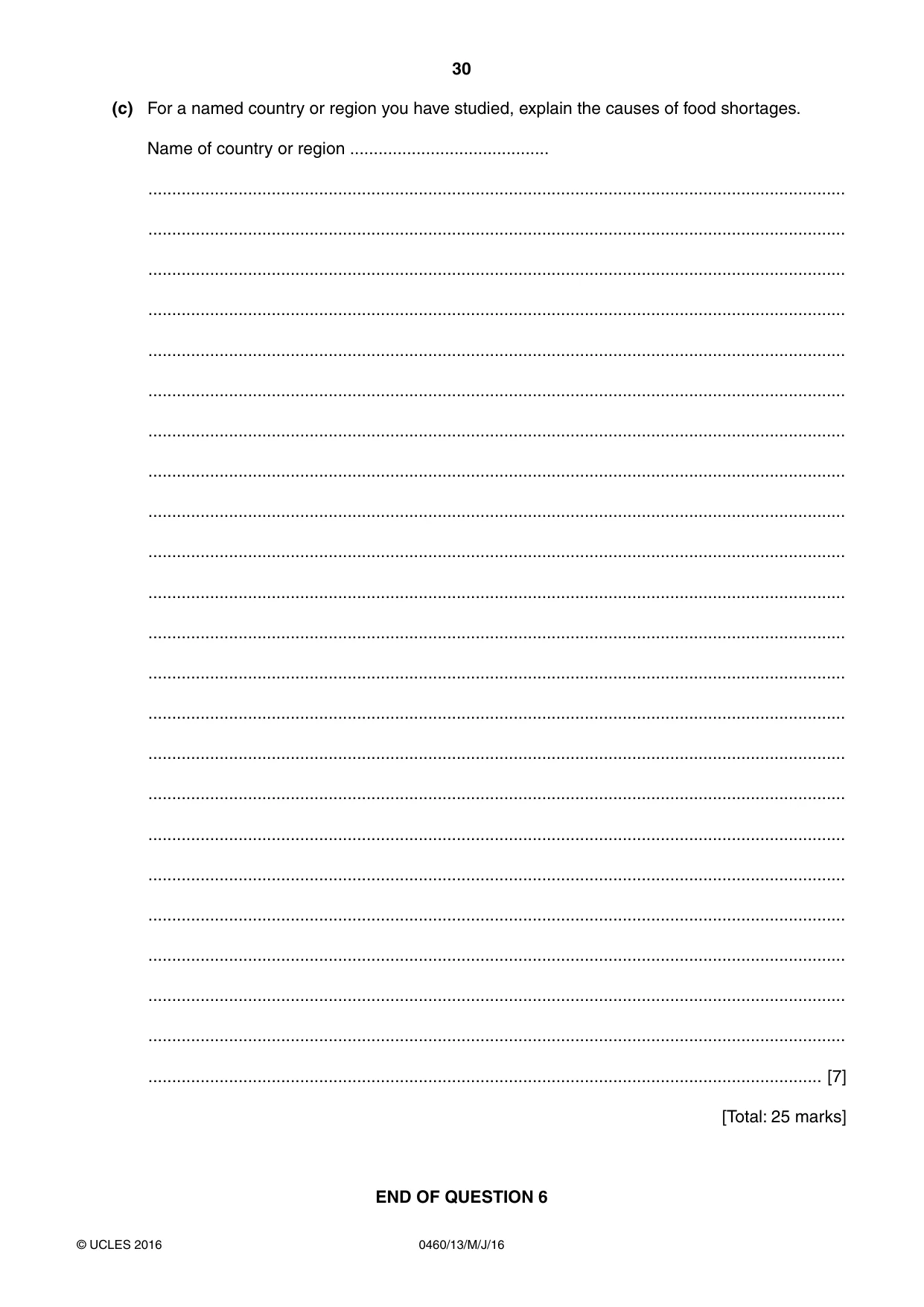 Cambridge IGCSE Geography 0460 2016 May/June Paper 1 · Variant 3 question paper, page 30 of 32