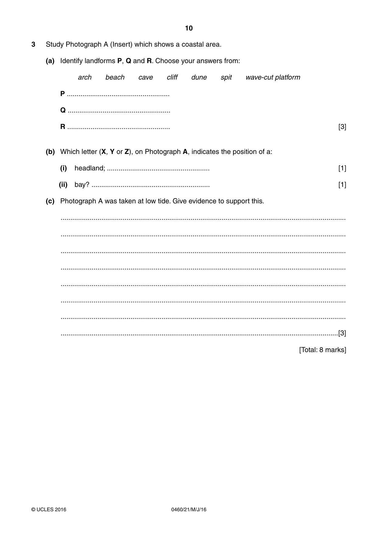 Cambridge IGCSE Geography 0460 2016 May/June Paper 2 · Variant 1 question paper, page 10 of 20