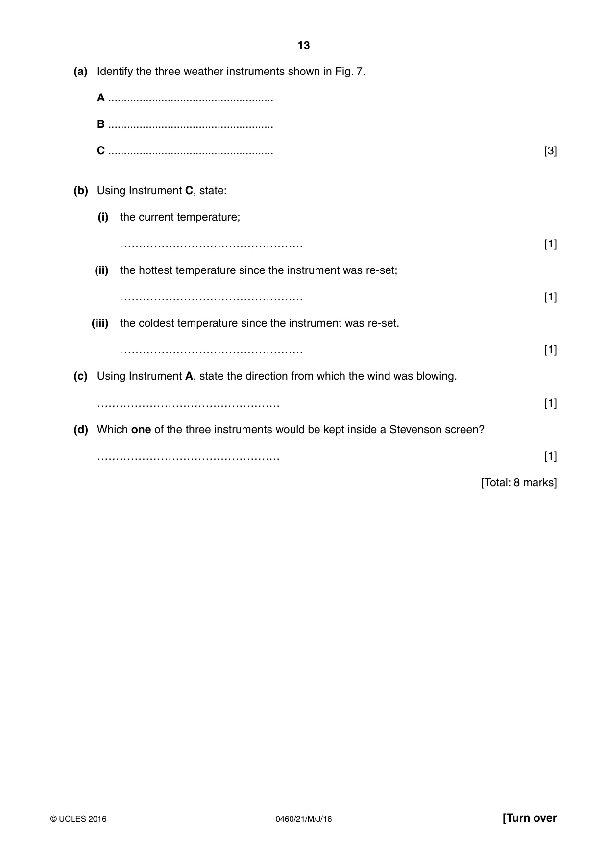 Cambridge IGCSE Geography 0460 2016 May/June Paper 2 · Variant 1 question paper, page 13 of 20