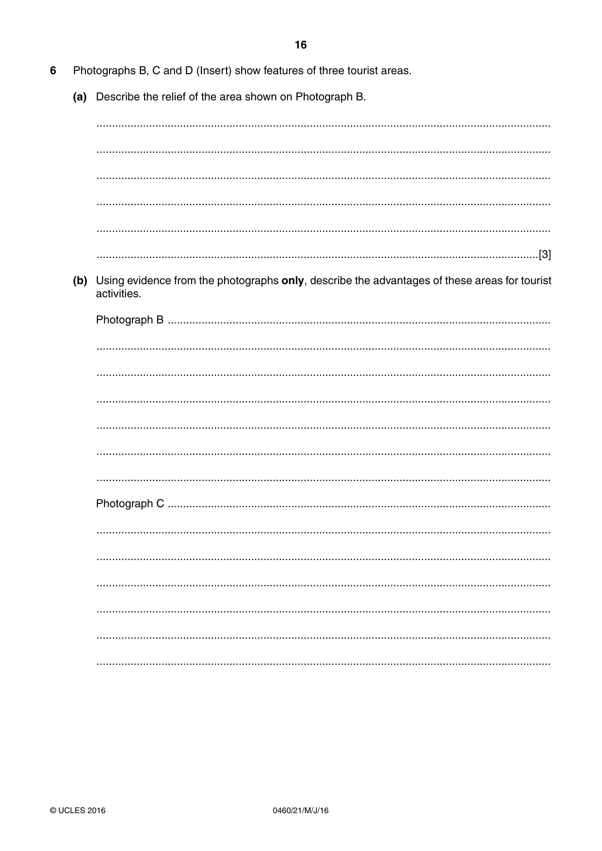 Cambridge IGCSE Geography 0460 2016 May/June Paper 2 · Variant 1 question paper, page 16 of 20