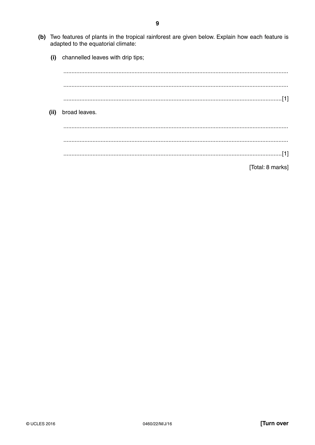 Cambridge IGCSE Geography 0460 2016 May/June Paper 2 · Variant 2 question paper, page 9 of 20
