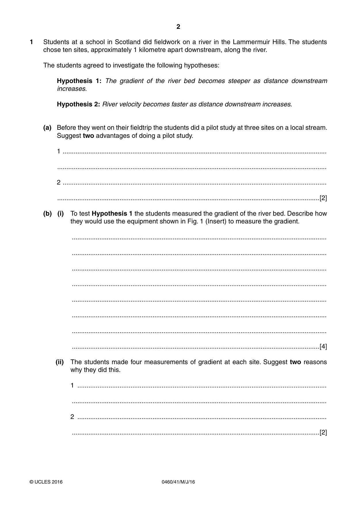 Cambridge IGCSE Geography 0460 2016 May/June Paper 4 · Variant 1 question paper, page 2 of 16