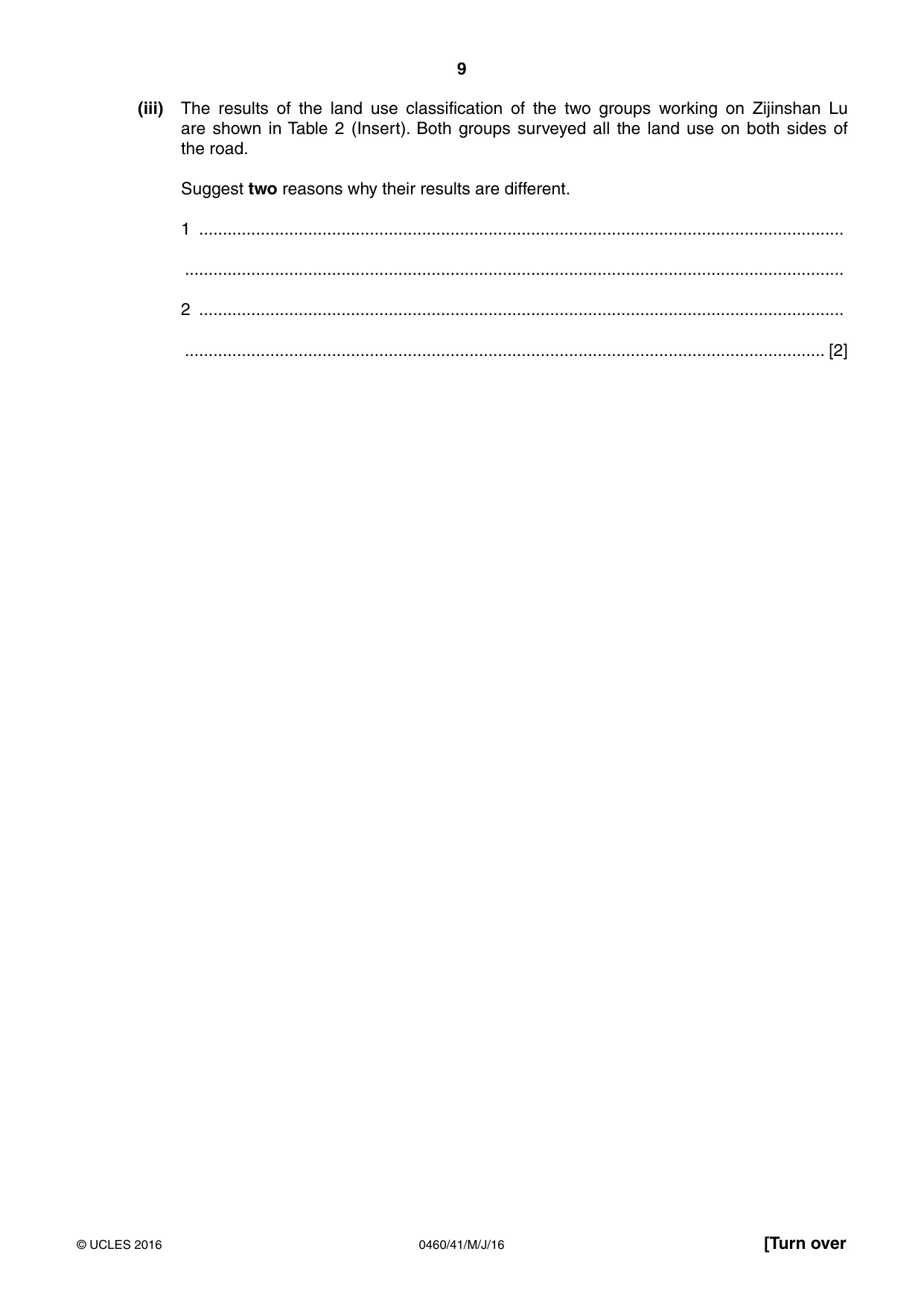 Cambridge IGCSE Geography 0460 2016 May/June Paper 4 · Variant 1 question paper, page 9 of 16