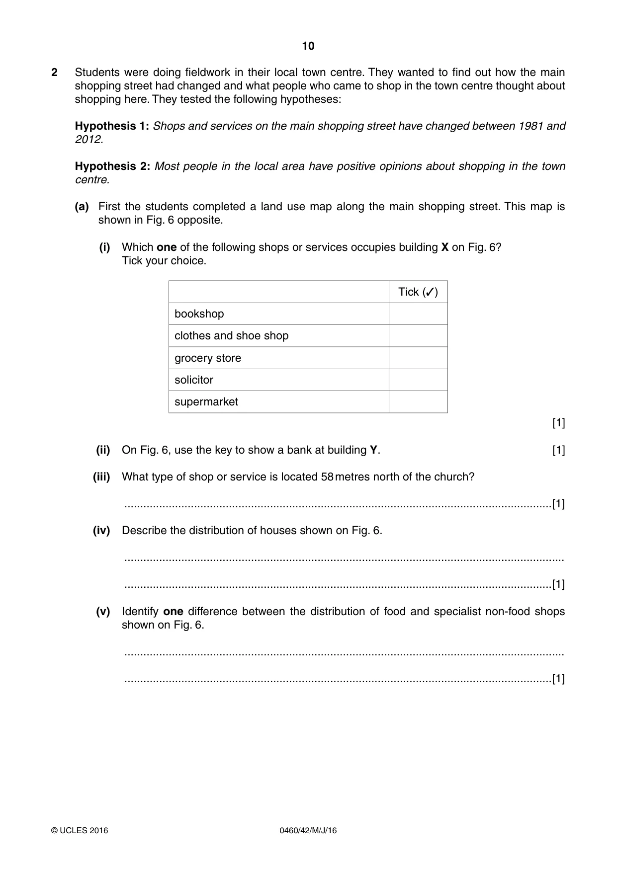 Cambridge IGCSE Geography 0460 2016 May/June Paper 4 · Variant 2 question paper, page 10 of 20
