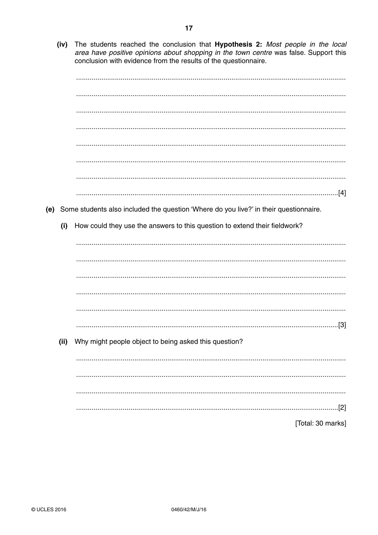 Cambridge IGCSE Geography 0460 2016 May/June Paper 4 · Variant 2 question paper, page 17 of 20