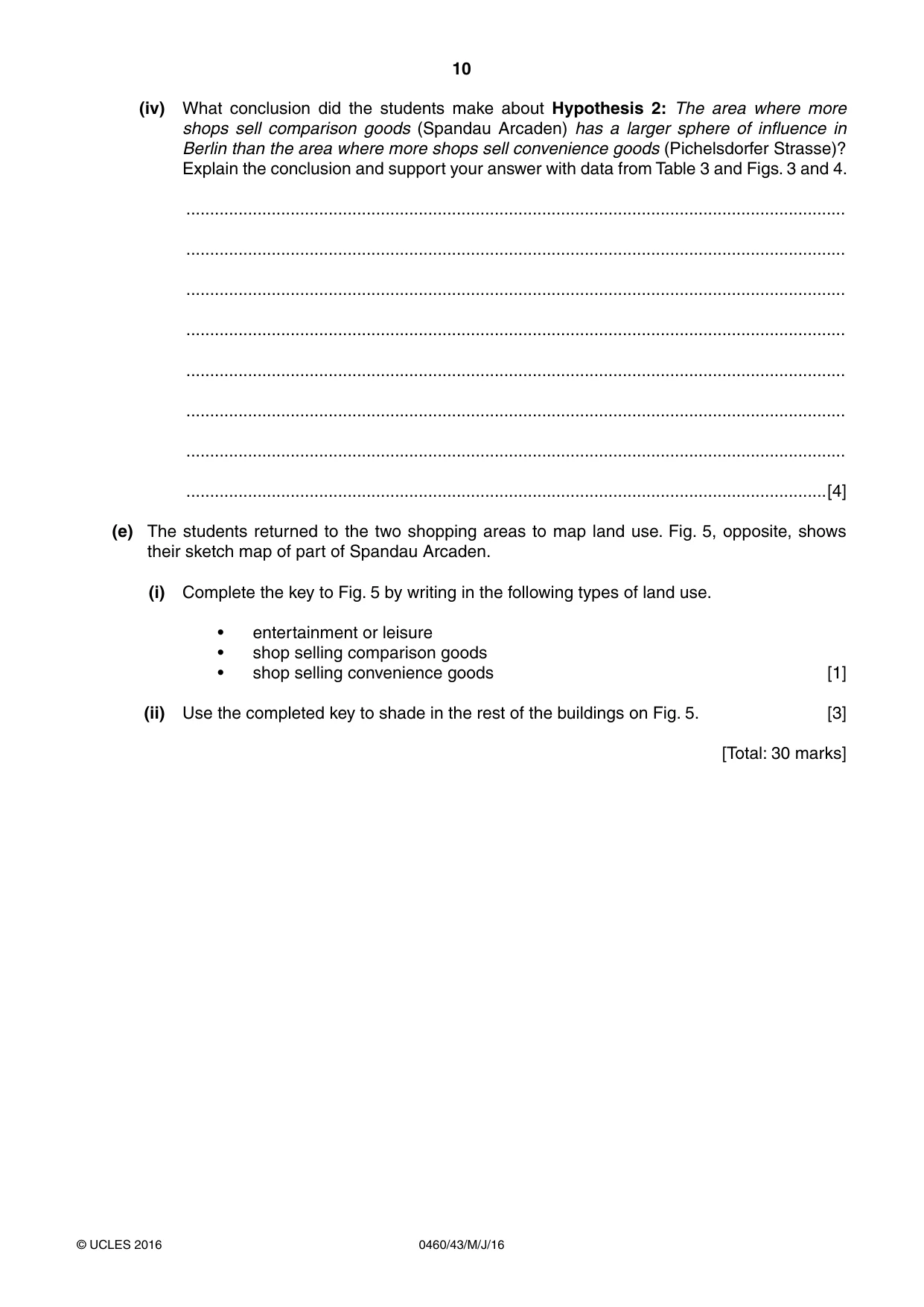 Cambridge IGCSE Geography 0460 2016 May/June Paper 4 · Variant 3 question paper, page 10 of 24
