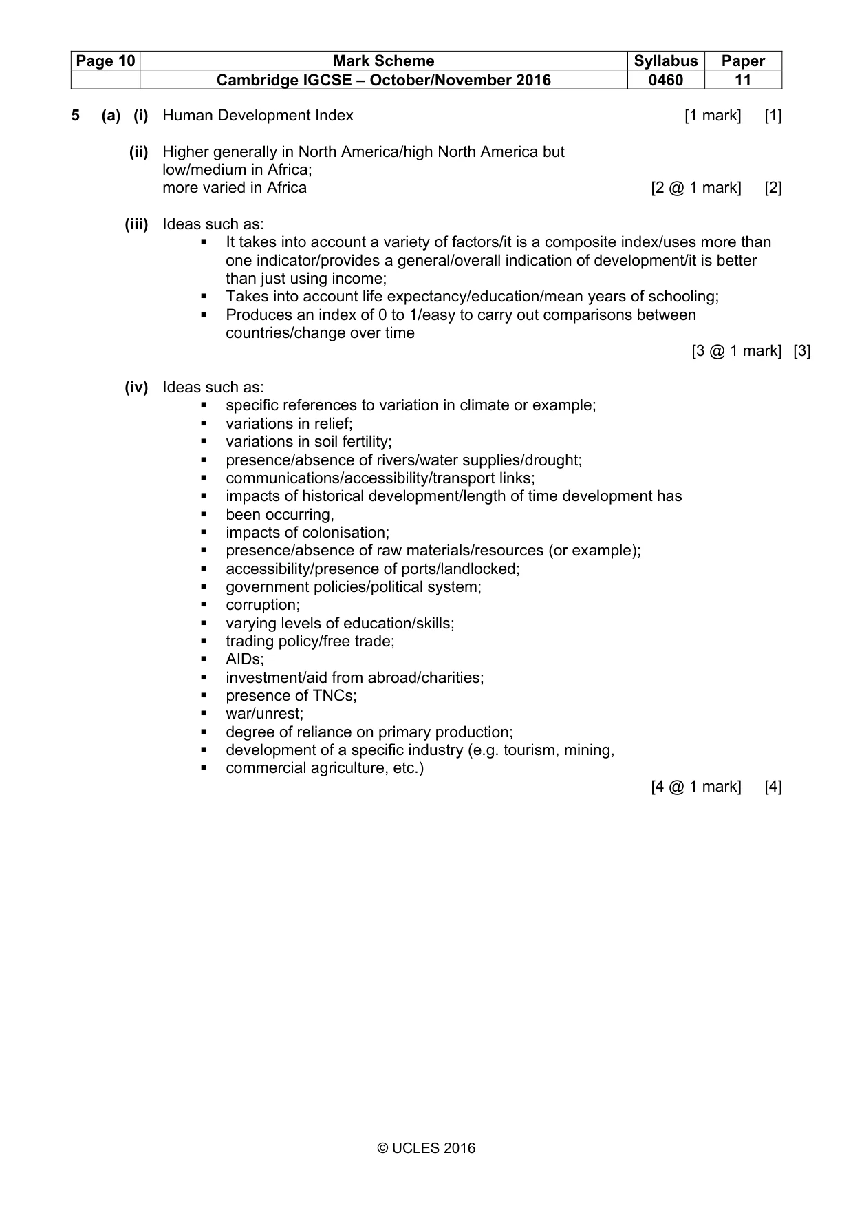 Mark scheme, page 10 of 13