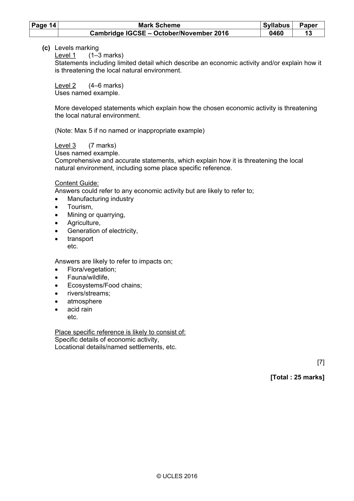 Mark scheme, page 14 of 16