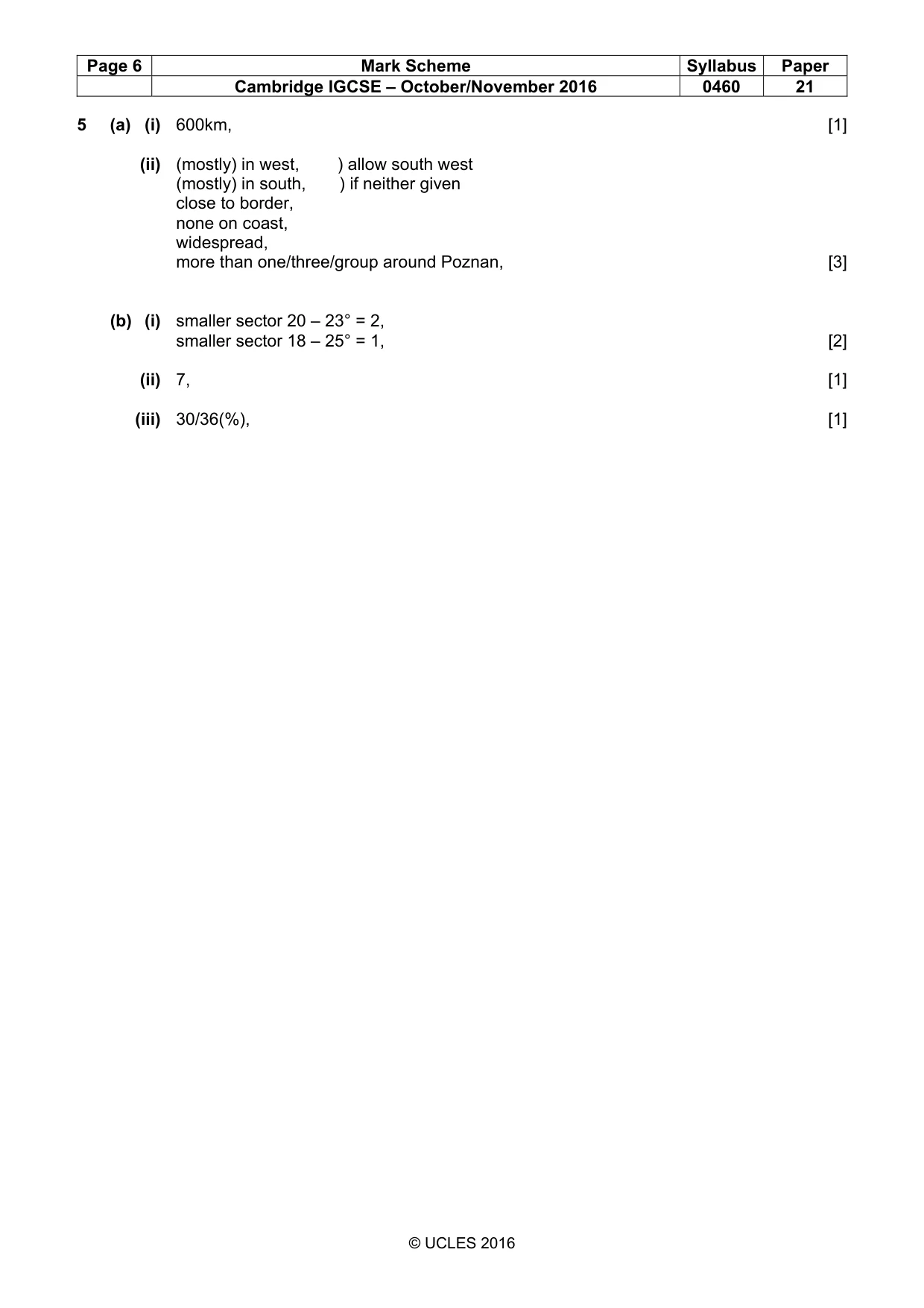Mark scheme, page 6 of 7