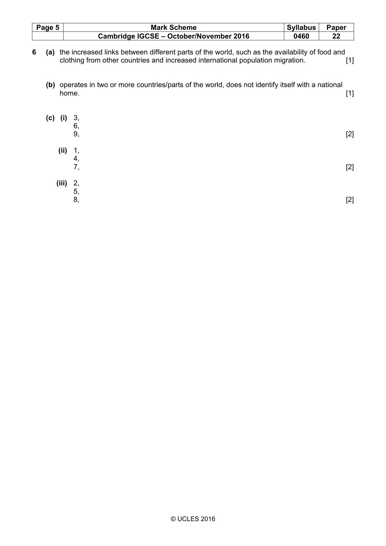 Mark scheme, page 5 of 5