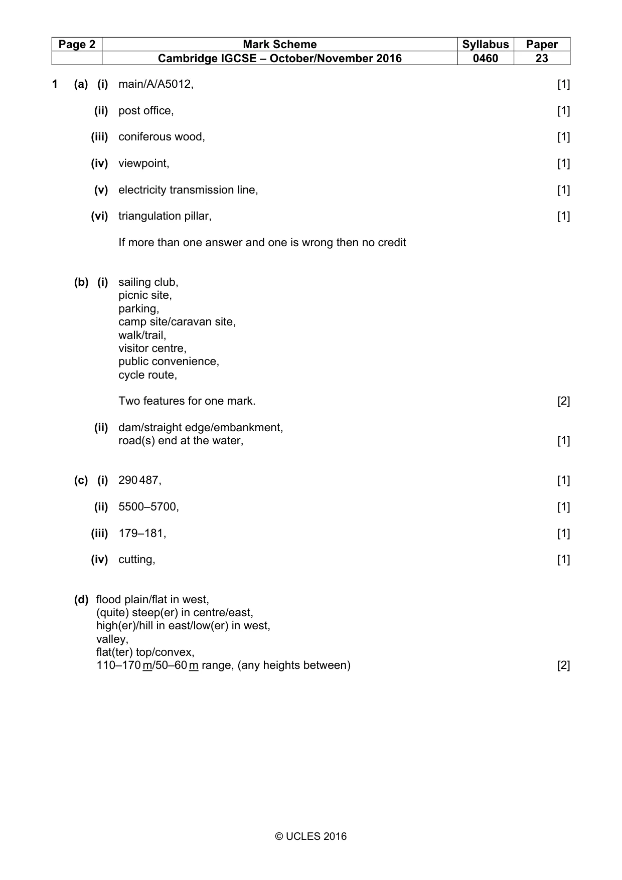 Mark scheme, page 2 of 5