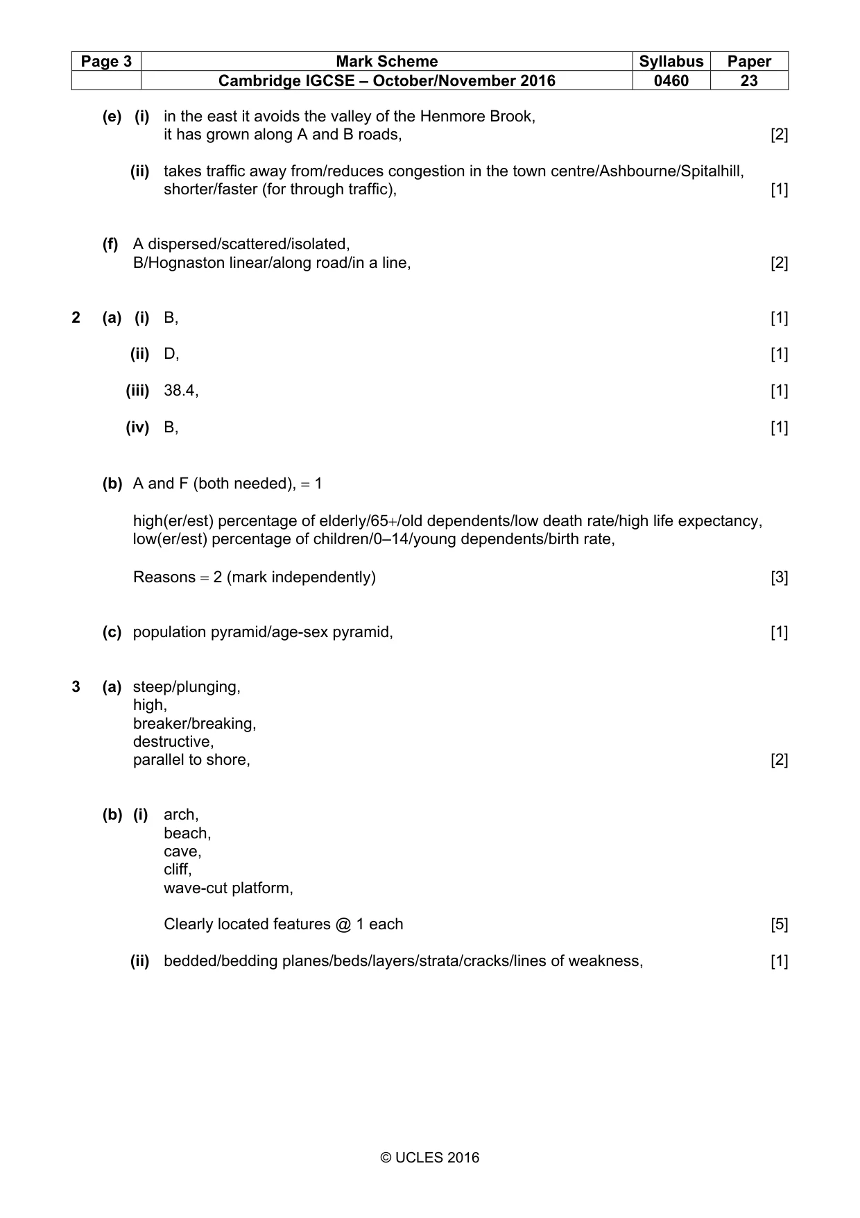 Mark scheme, page 3 of 5
