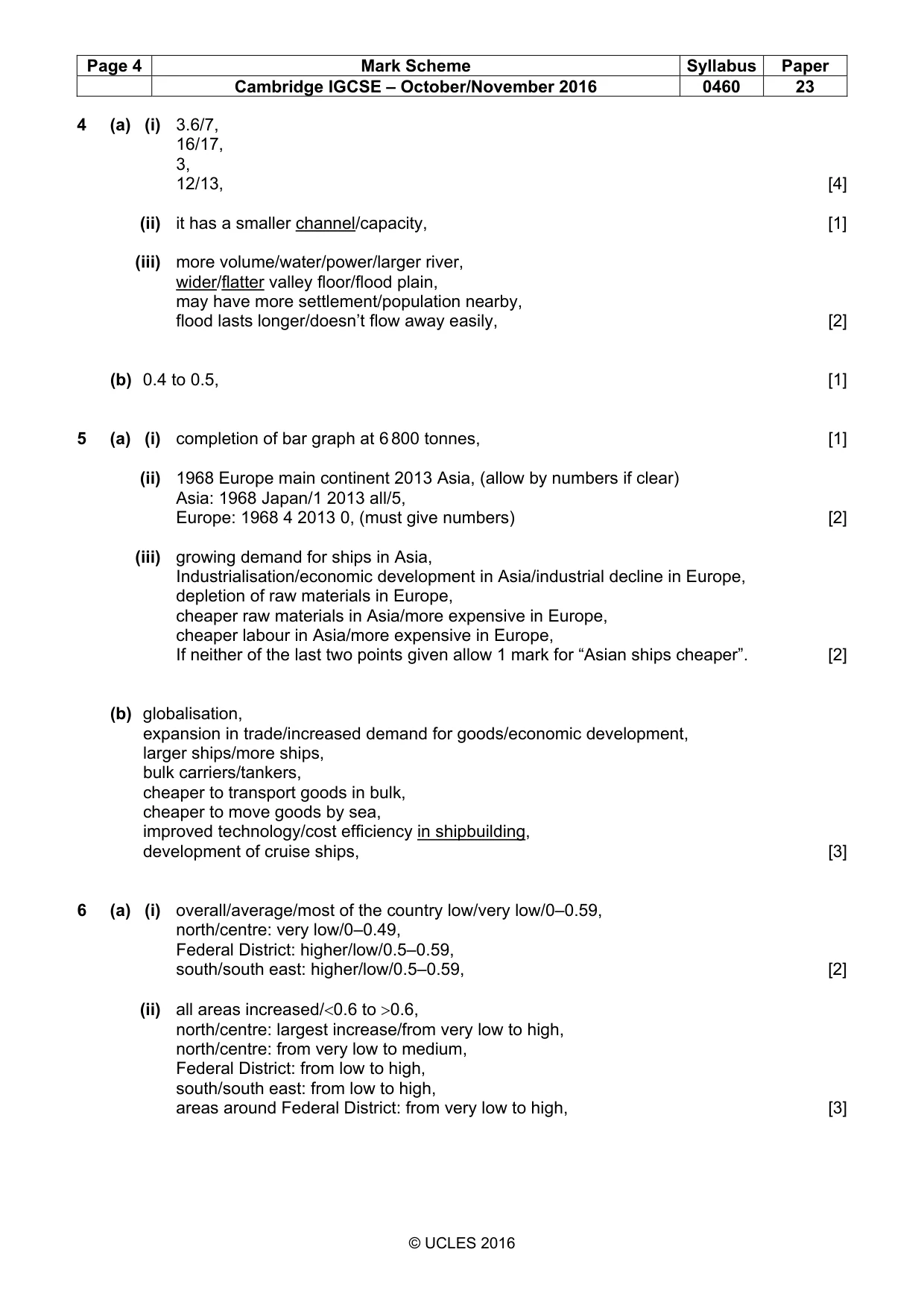 Mark scheme, page 4 of 5