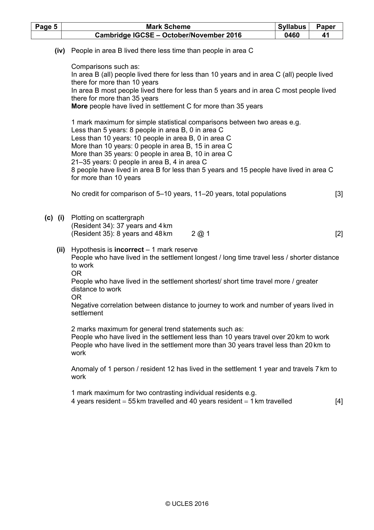 Mark scheme, page 5 of 6
