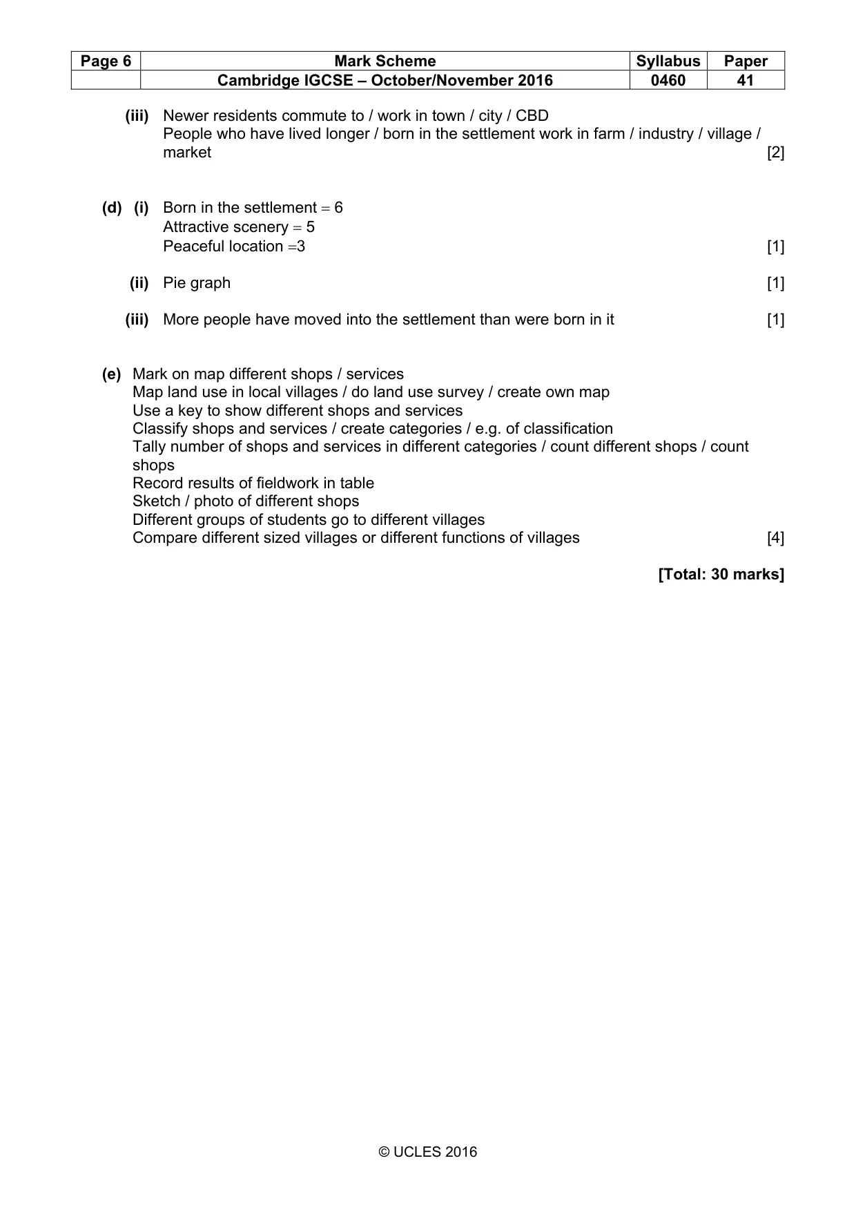 Mark scheme, page 6 of 6