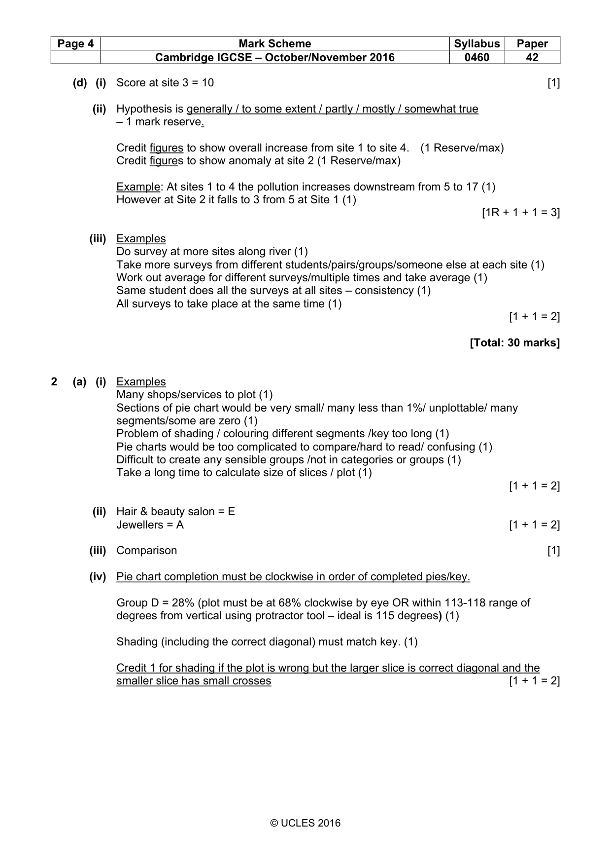 Mark scheme, page 4 of 6