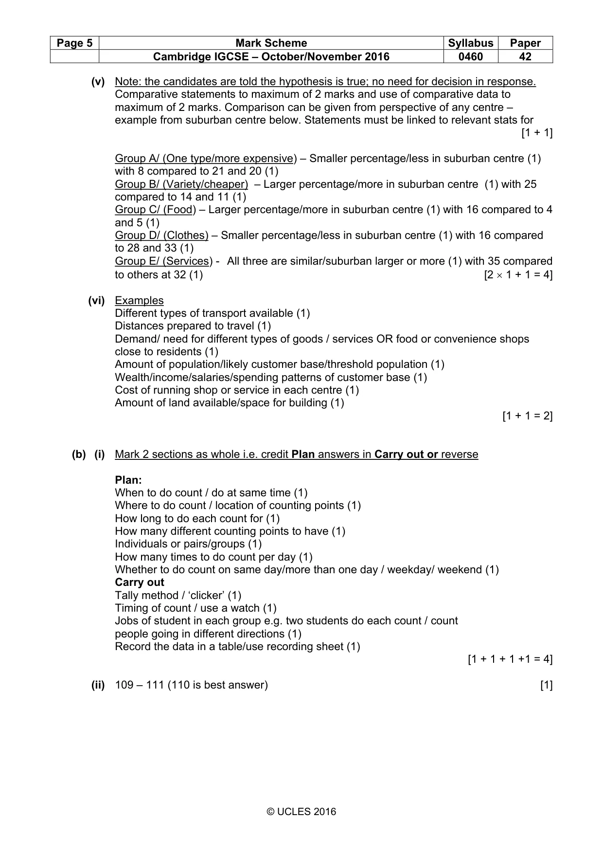 Mark scheme, page 5 of 6