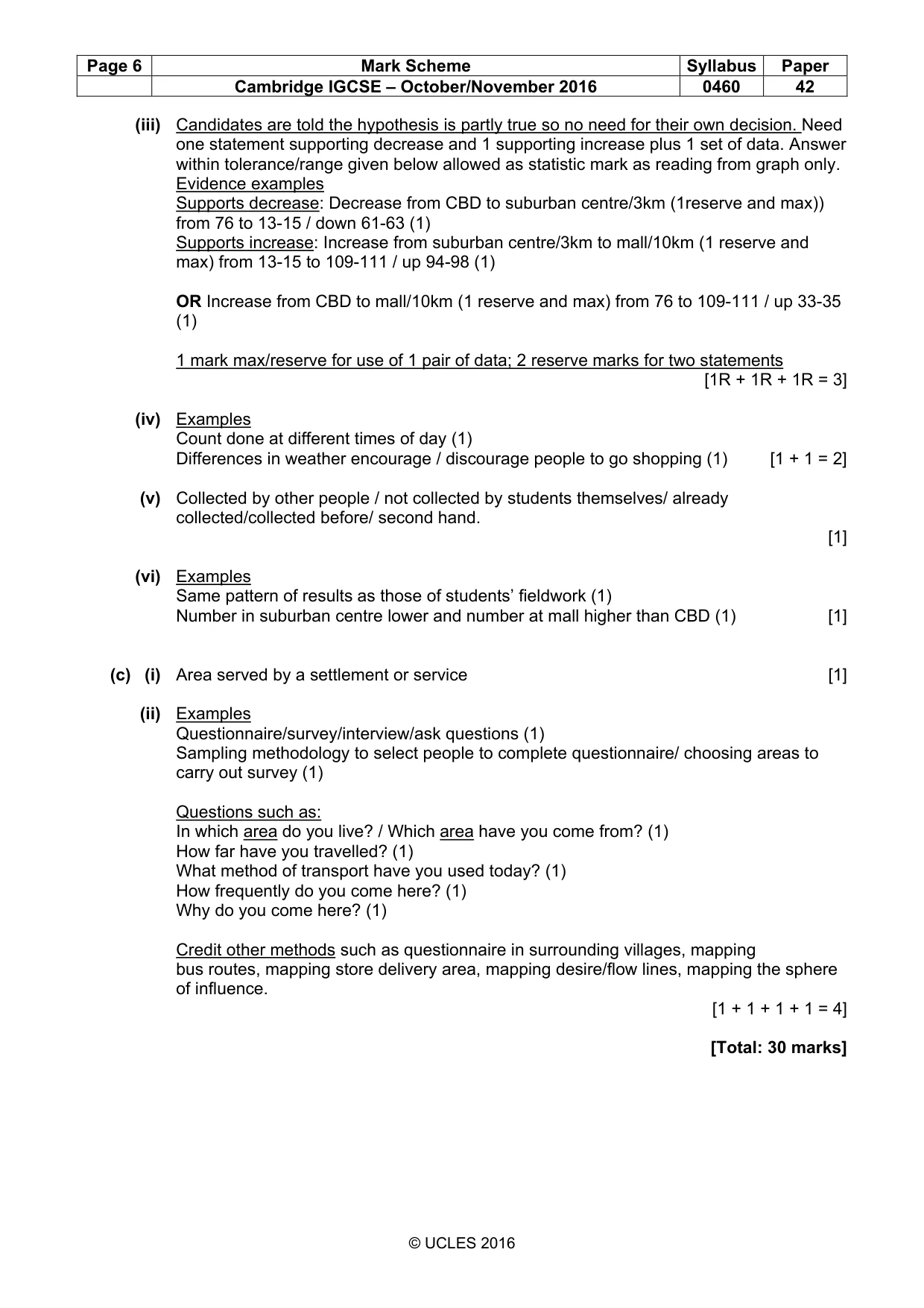 Mark scheme, page 6 of 6
