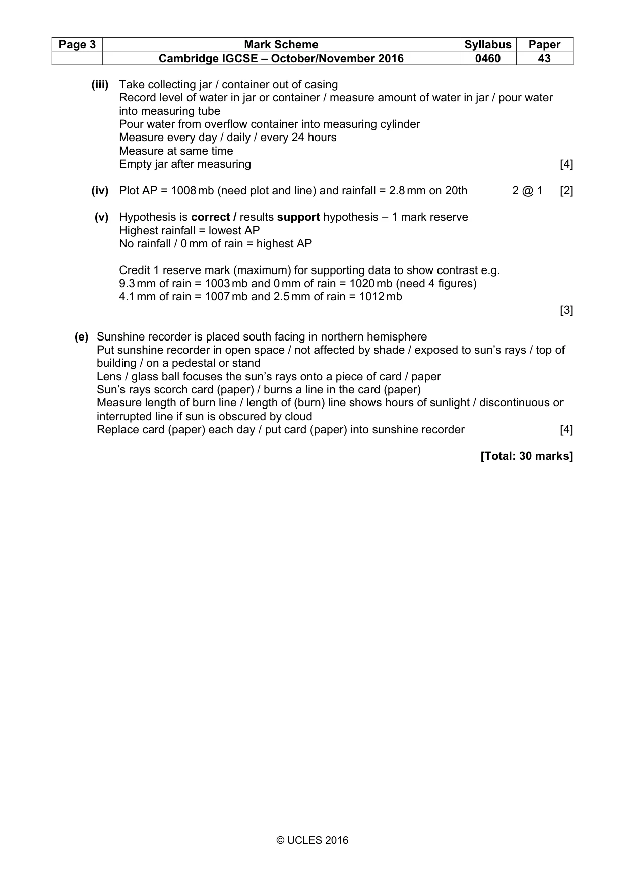 Mark scheme, page 3 of 5