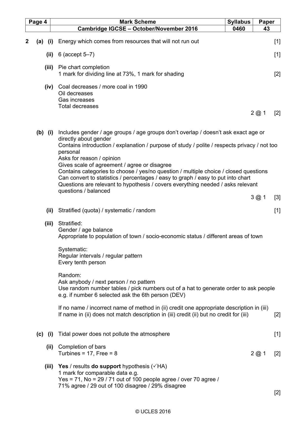 Mark scheme, page 4 of 5