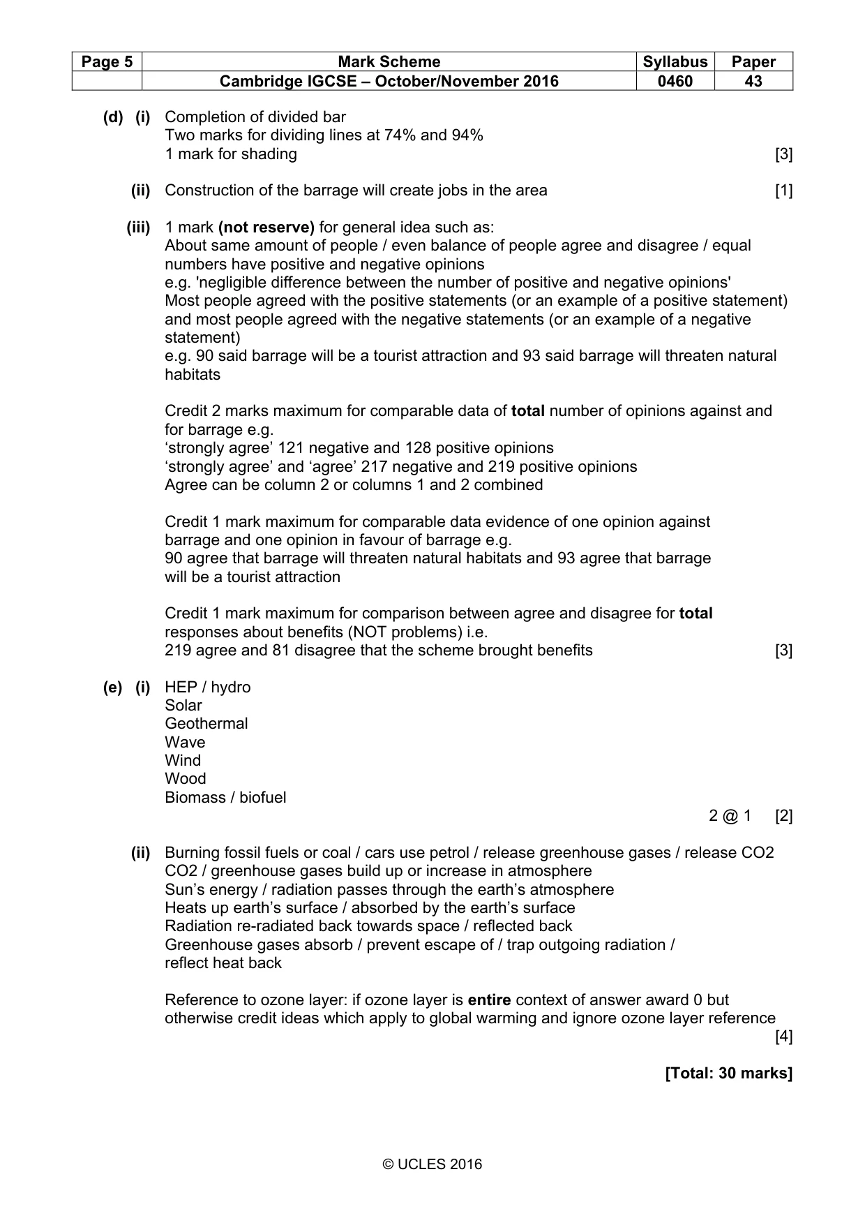 Mark scheme, page 5 of 5