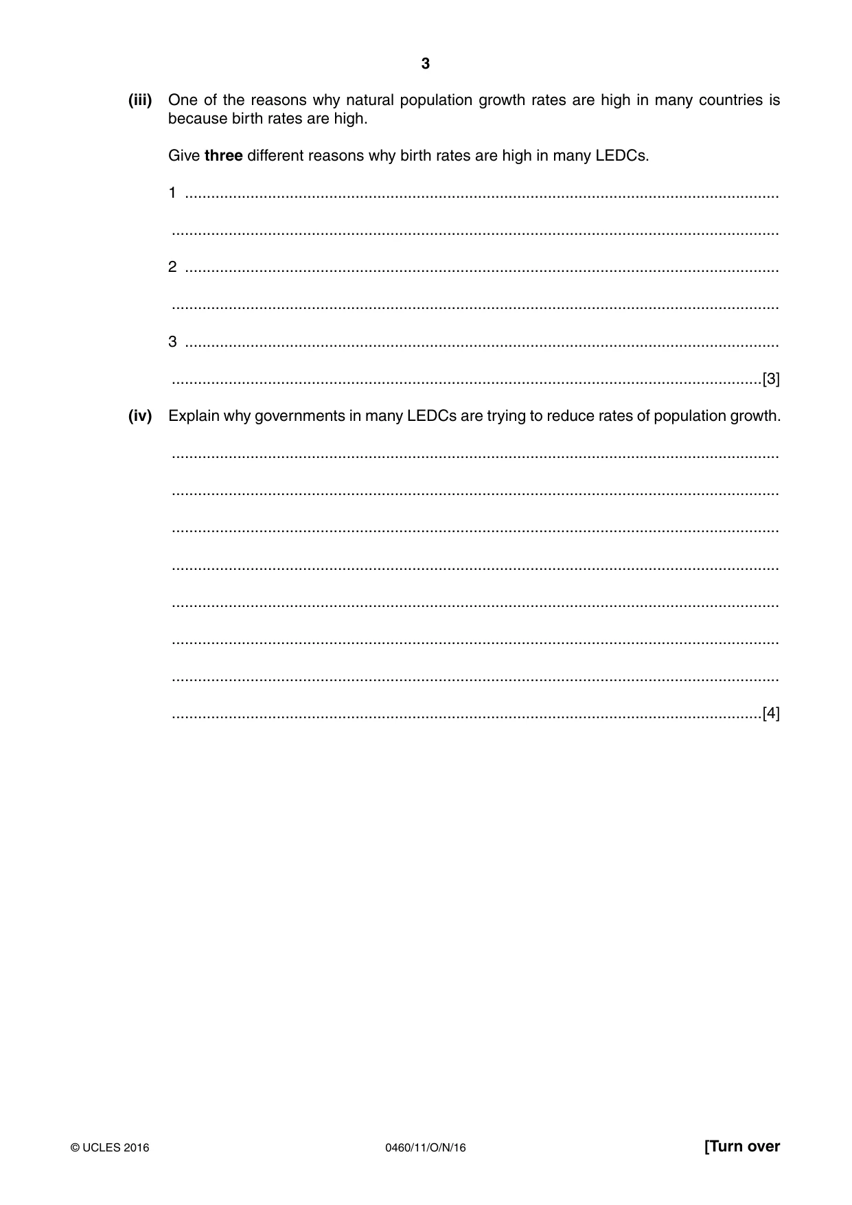 Cambridge IGCSE Geography 0460 2016 Oct/Nov Paper 1 · Variant 1 question paper, page 3 of 28