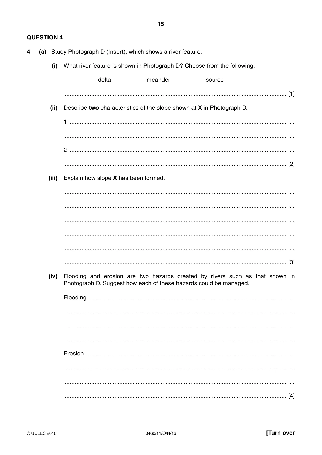Cambridge IGCSE Geography 0460 2016 Oct/Nov Paper 1 · Variant 1 question paper, page 15 of 28